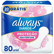 ABSORVENTE ALWAYS DIARIO S/ABAS S/PERFUME 80 LEVE MAIS PAGUE MENOS