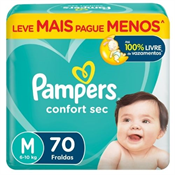 FRALDA PAMPERS CONFORTSEC FORTEBAG M 70UN