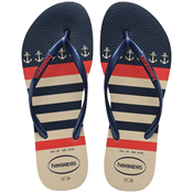 HAVAIANAS SLIM NAUTICAL BEGE PALHA / MARINHO 35/36