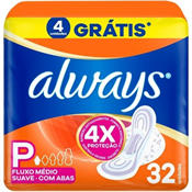 ABSORVENTE ALWAYS BASICO C/ABAS SUAVE P 32UN LEVE MAIS PAGUE MENOS