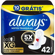 ABSORVENTE ALWAYS N TRANQUILAS C/ABAS SUAVE XG 42UN LEVE MAIS PAGUE MENOS