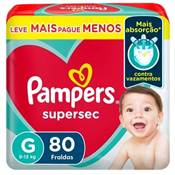 FRALDA PAMPERS SUPERSEQUINHA G 80UN JUMBO