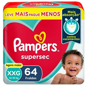 FRALDA PAMPERS SUPERSEQUINHA XXG 64UN JUMBO