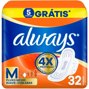 ABSORVENTE ALWAYS BASICO C/ABAS SUAVE M 32UN LEVE MAIS PAGUE MENOS