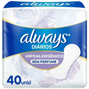ABSORVENTE ALWAYS DIARIO SEM ABAS HIPOALERGENICO SEM PERFUME 40UN