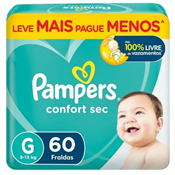 FRALDA PAMPERS CONFORTSEC FORTEBAG G 60UN