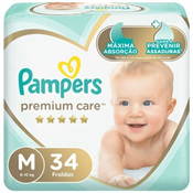 FRALDA PAMPERS PREMIUM CARE M 34UN MEGA