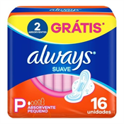 ABSORVENTE ALWAYS BASICO C/ABAS SUAVE P 16UN LEVE MAIS PAGUE MENOS