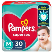 FRALDA PAMPERS BASICA SUPERSEC M 30UN PACOTAO