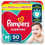 FRALDA PAMPERS SUPERSEQUINHA M 90UN JUMBO
