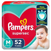 FRALDA PAMPERS BASICA SUPERSEC M 52UN HIPER