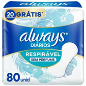 ABSORVENTE ALWAYS DIARIO S/ABAS RESPIRAVEL 80UN LEVE MAIS PAGUE MENOS