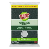 ESPONJA LIMPEZA PESADA SCOTCH-BRITE ANTIBAC 4 UN PACOTE ECONOMICO