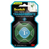 FITA DUPLA FACE TRANSPARENTE ROLO SCOTCH FIXA FORTE 24MM X 2M