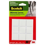FELTRO PROTETOR SINTETICO BRANCO QUADRADO SCOTCH G 30MM X 30MM X 3MM 9 UN