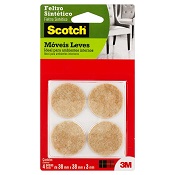 FELTRO PROTETOR SINTETICO BEGE REDONDO SCOTCH G 38MM X 38MM X 3MM 4 UN
