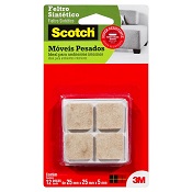 FELTRO PROTETOR SINTETICO BEGE QUADRADO SCOTCH G 25MM X 25MM X 5MM 12 UN