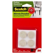 FELTRO PROTETOR SINTETICO BEGE REDONDO SCOTCH G 25MM X 25MM X 5MM 12 UN