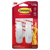 GANCHO PARA USO GERAL BRANCO RETANGULAR 1,3KG COMMAND M 2 UN